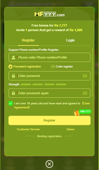MF777 Game Register