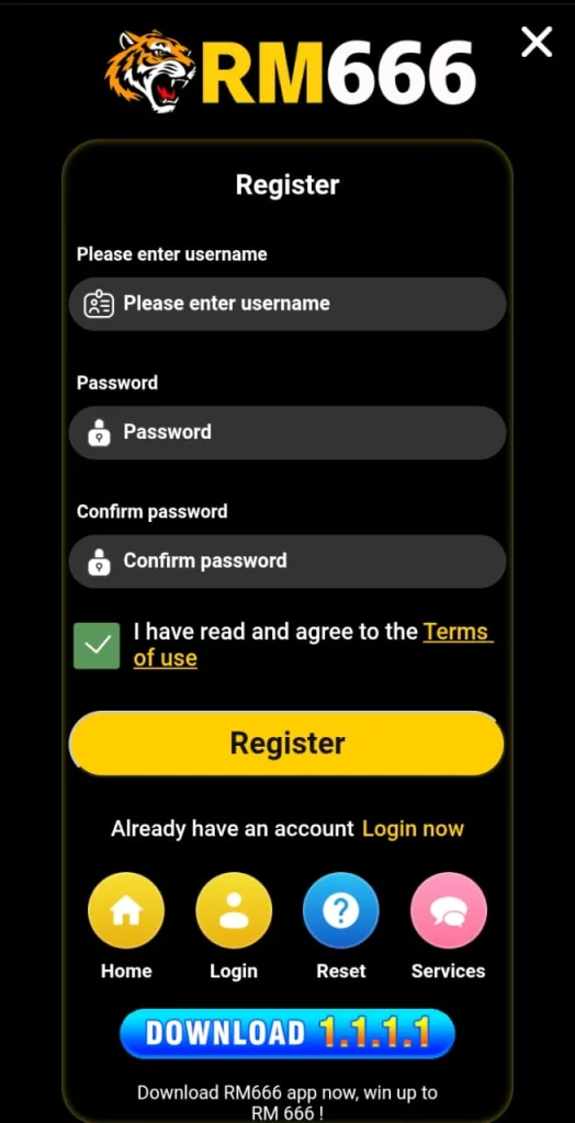 Register on RM777