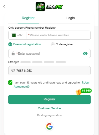 356PK Game Registration