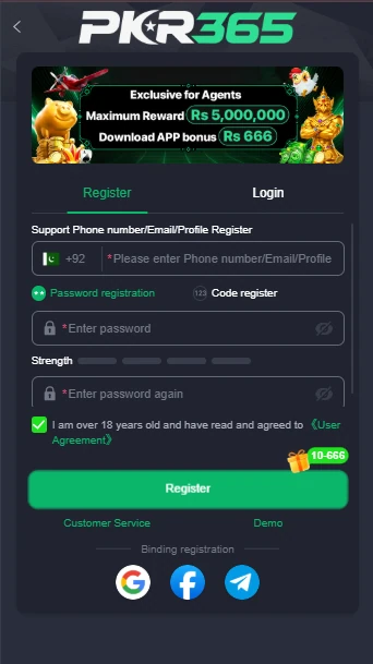Register on PKR365