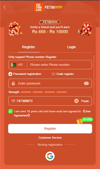 FE786 Registration and Login