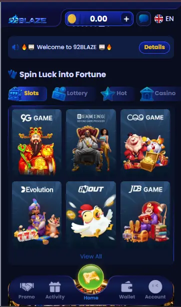 92 Blaze Game Interface