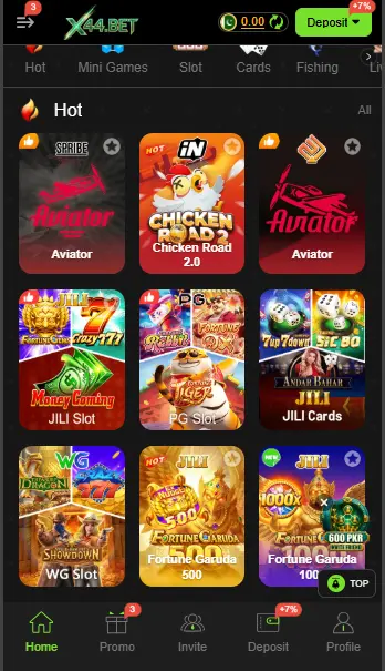 X444Bet Game Interface