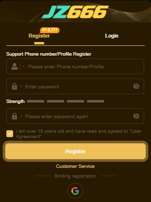 Register on JZ66 Game