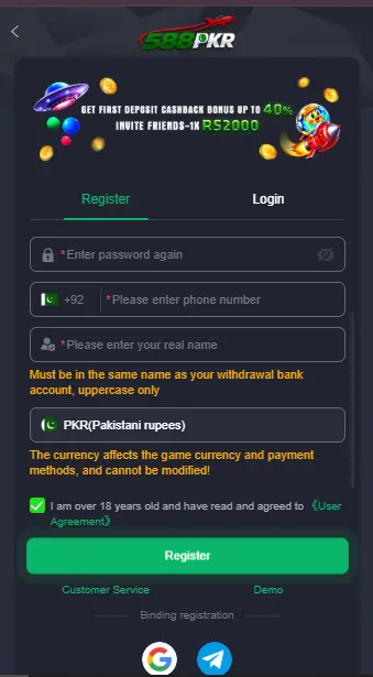 Register on 588PKR