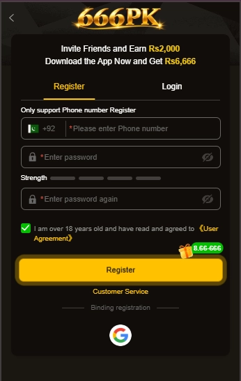 6666PK Game Registration