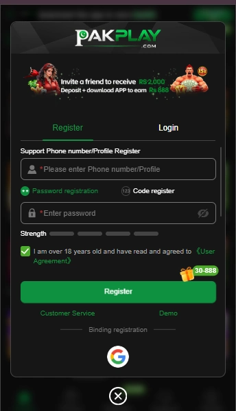 Register on PlayPak Game