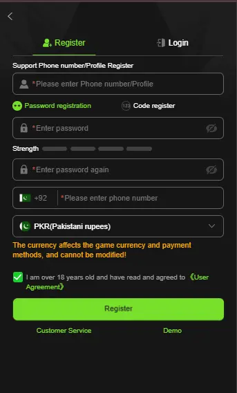 Register on 7AA Game